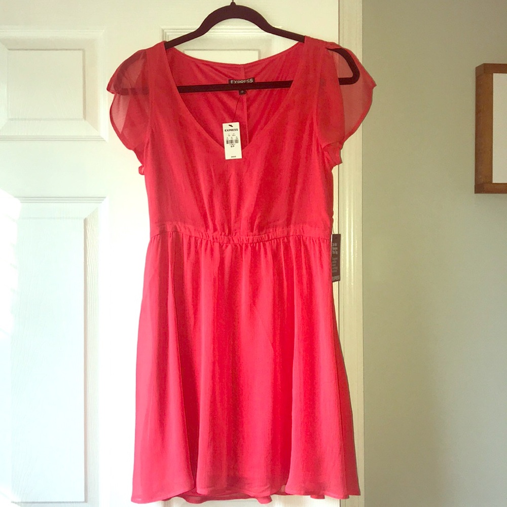 Express midi hot pink flowly dress